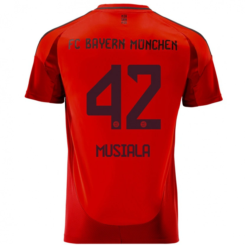 Danxen Heren Jamal Musiala #42 Rood Thuisshirt Thuistenue 2024/25 T-Shirt