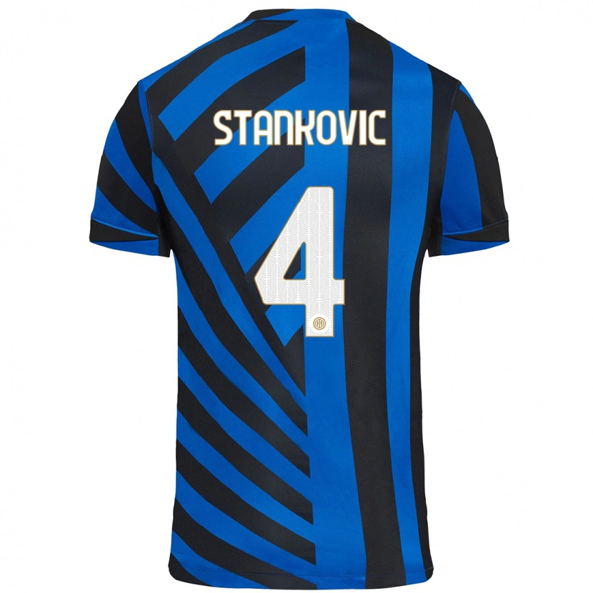 Danxen Heren Aleksandar Stankovic #4 Blauw Zwart Thuisshirt Thuistenue 2024/25 T-Shirt