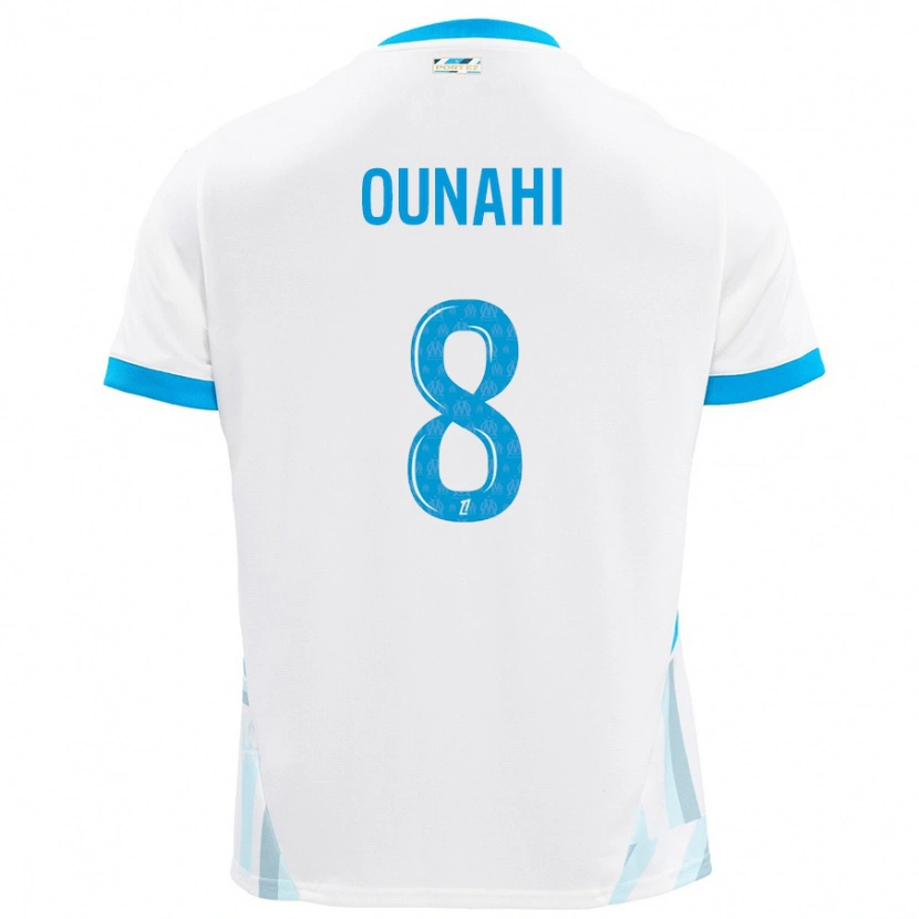 Danxen Heren Azzedine Ounahi #8 Wit Hemelsblauw Thuisshirt Thuistenue 2024/25 T-Shirt