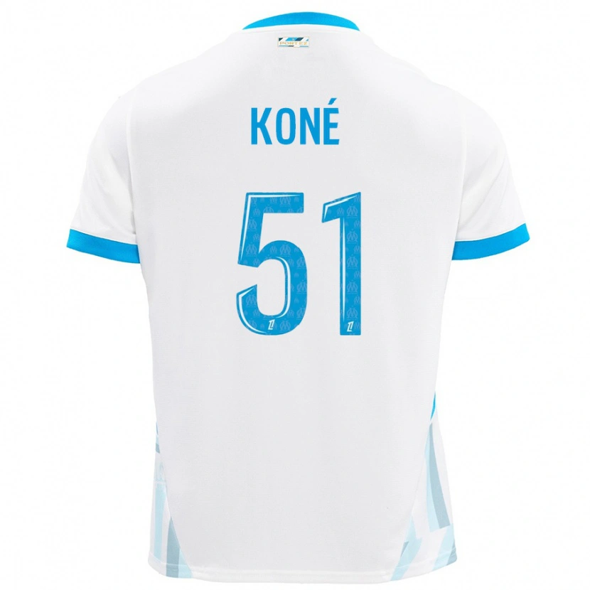 Danxen Heren Ismaël Koné #51 Wit Hemelsblauw Thuisshirt Thuistenue 2024/25 T-Shirt