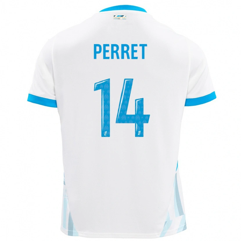 Danxen Heren Jenny Perret #14 Wit Hemelsblauw Thuisshirt Thuistenue 2024/25 T-Shirt