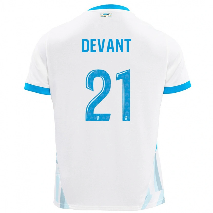 Danxen Heren Caroline Devant #21 Wit Hemelsblauw Thuisshirt Thuistenue 2024/25 T-Shirt