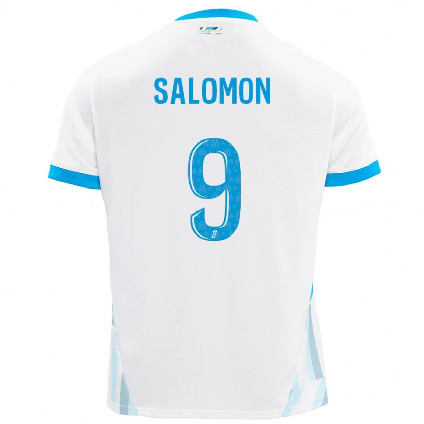 Danxen Heren Maeva Salomon #9 Wit Hemelsblauw Thuisshirt Thuistenue 2024/25 T-Shirt