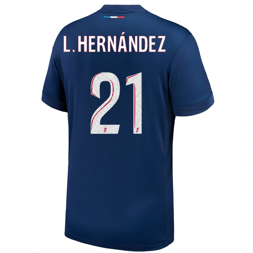 Danxen Heren Lucas Hernández #21 Marineblauw Wit Thuisshirt Thuistenue 2024/25 T-Shirt