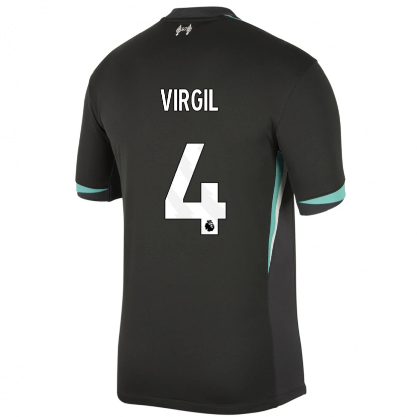 Danxen Heren Virgil Van Dijk #4 Zwart Antraciet Wit Uitshirt Uittenue 2024/25 T-Shirt