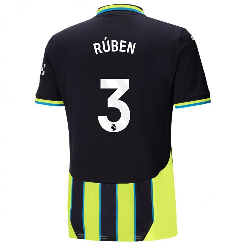 Danxen Heren Rúben Dias #3 Blauw Geel Uitshirt Uittenue 2024/25 T-Shirt