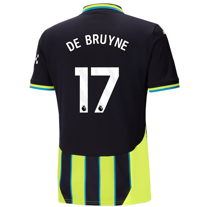 Danxen Heren Kevin De Bruyne #17 Blauw Geel Uitshirt Uittenue 2024/25 T-Shirt