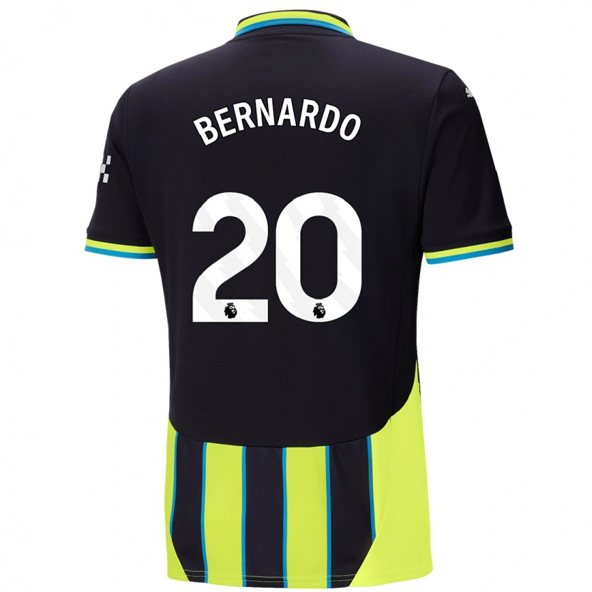 Danxen Heren Bernardo Silva #20 Blauw Geel Uitshirt Uittenue 2024/25 T-Shirt