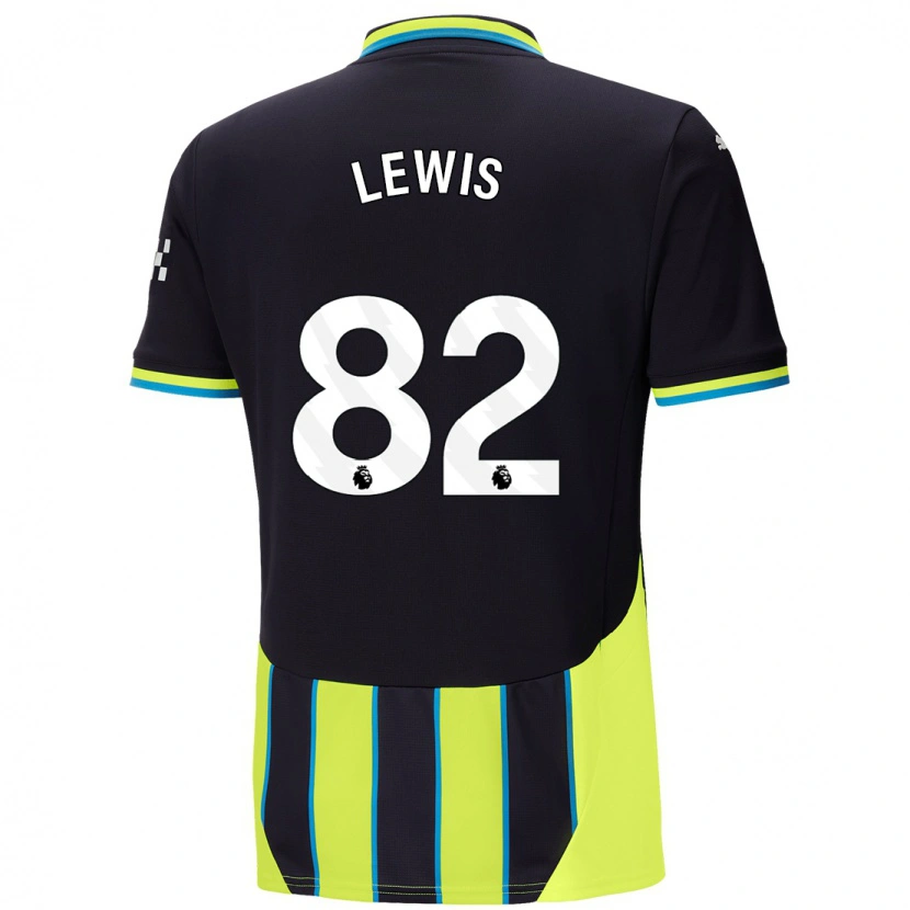 Danxen Heren Rico Lewis #82 Blauw Geel Uitshirt Uittenue 2024/25 T-Shirt