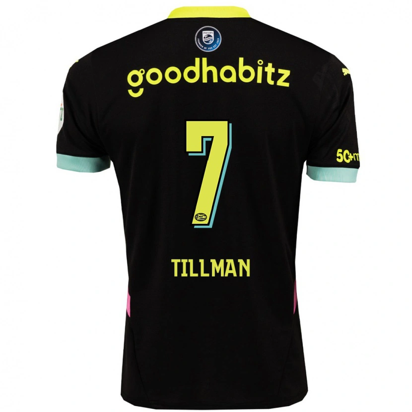 Danxen Heren Malik Tillman #7 Zwart Geel Uitshirt Uittenue 2024/25 T-Shirt