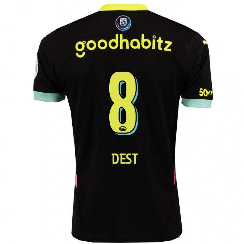 Danxen Heren Sergiño Dest #8 Zwart Geel Uitshirt Uittenue 2024/25 T-Shirt