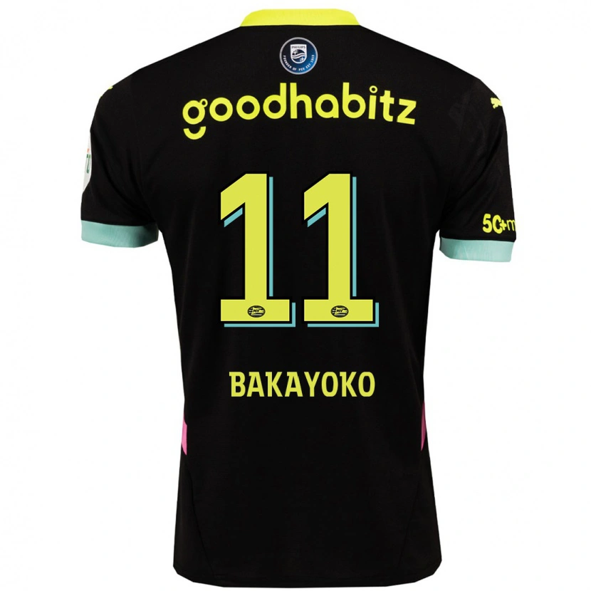 Danxen Heren Johan Bakayoko #11 Zwart Geel Uitshirt Uittenue 2024/25 T-Shirt