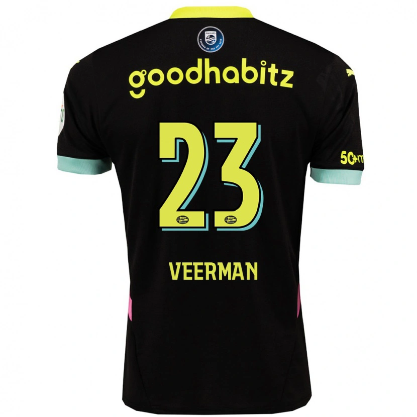 Danxen Heren Joey Veerman #23 Zwart Geel Uitshirt Uittenue 2024/25 T-Shirt