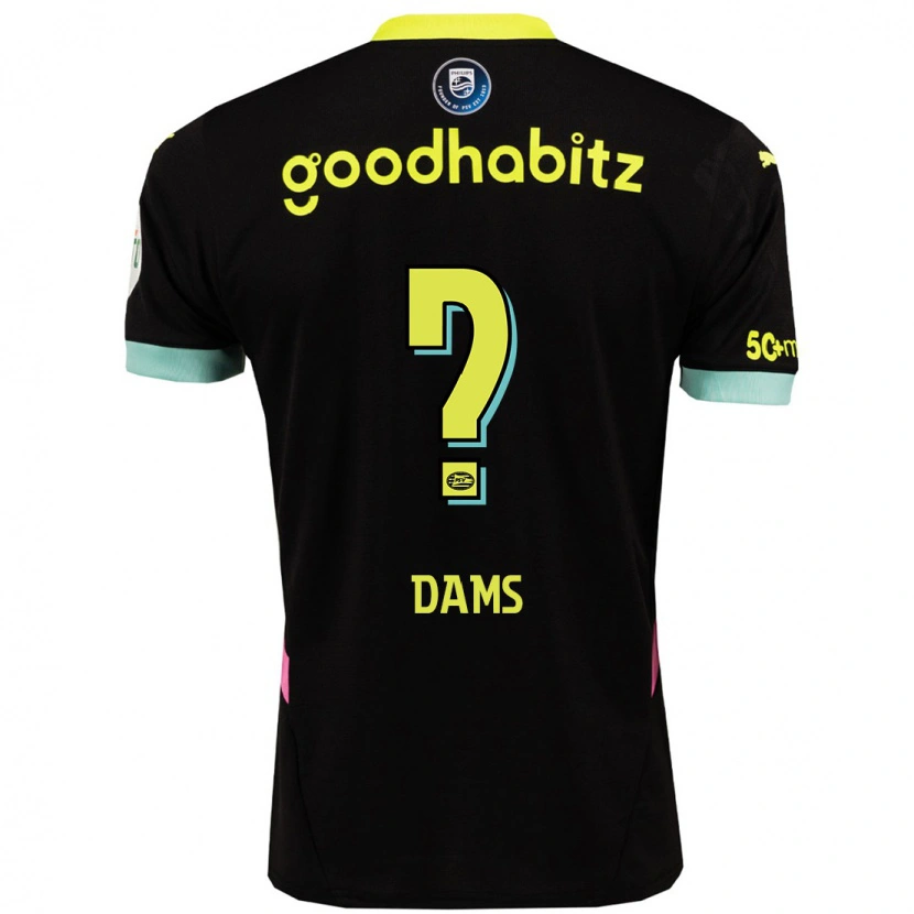 Danxen Heren Matteo Dams #0 Zwart Geel Uitshirt Uittenue 2024/25 T-Shirt