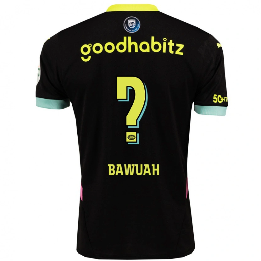 Danxen Heren Jordy Bawuah #0 Zwart Geel Uitshirt Uittenue 2024/25 T-Shirt