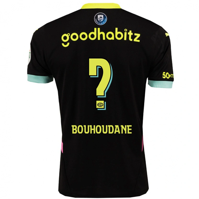 Danxen Heren Sami Bouhoudane #0 Zwart Geel Uitshirt Uittenue 2024/25 T-Shirt