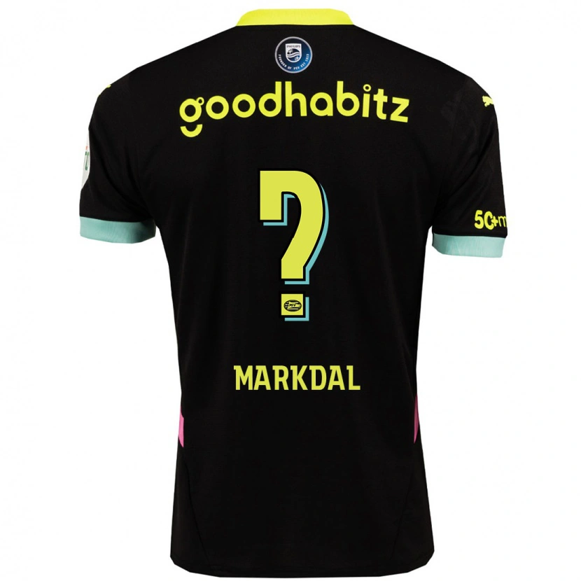 Danxen Heren Mikkel Markdal #0 Zwart Geel Uitshirt Uittenue 2024/25 T-Shirt