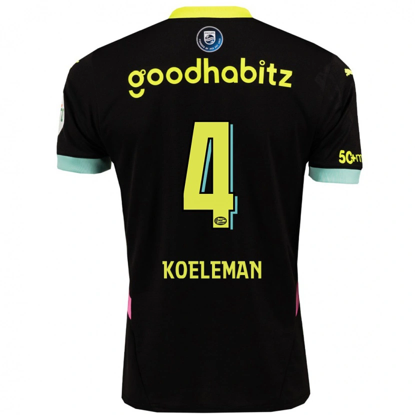 Danxen Heren Senna Koeleman #4 Zwart Geel Uitshirt Uittenue 2024/25 T-Shirt