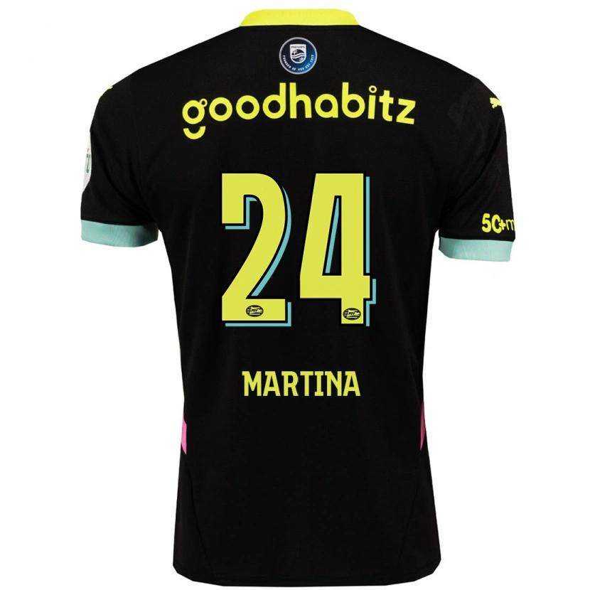 Danxen Heren Shijona Martina #24 Zwart Geel Uitshirt Uittenue 2024/25 T-Shirt