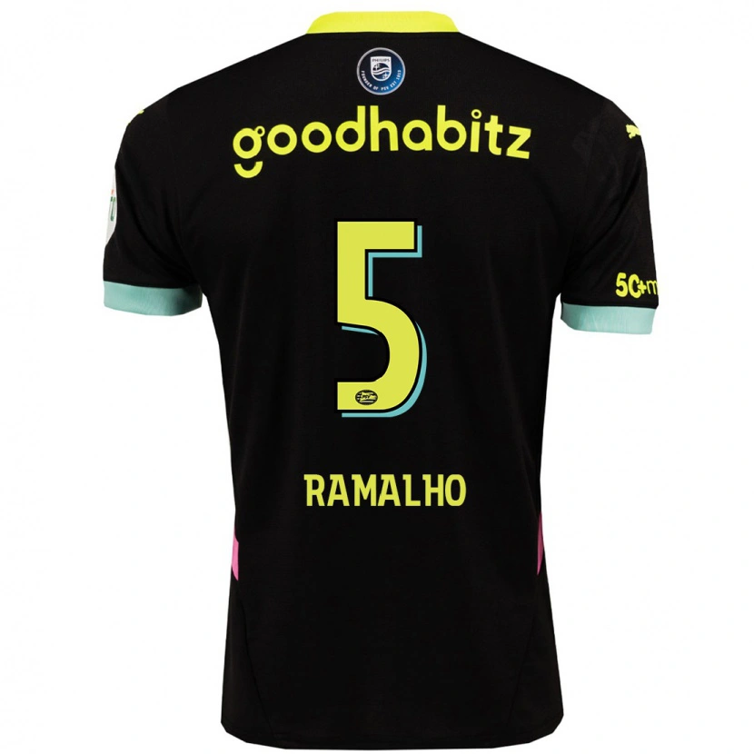 Danxen Heren André Ramalho #5 Zwart Geel Uitshirt Uittenue 2024/25 T-Shirt