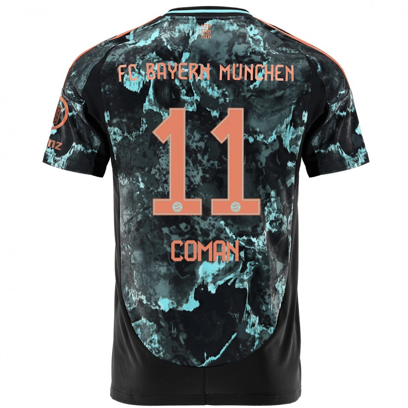 Danxen Heren Kingsley Coman #11 Zwart Uitshirt Uittenue 2024/25 T-Shirt