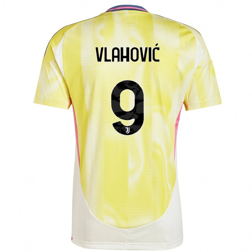 Danxen Heren Dušan Vlahović #9 Zonnig Geel Uitshirt Uittenue 2024/25 T-Shirt