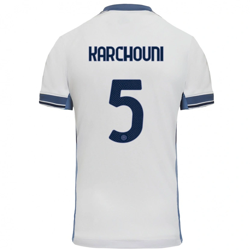 Danxen Heren Ghoutia Karchouni #5 Wit Grijs Uitshirt Uittenue 2024/25 T-Shirt