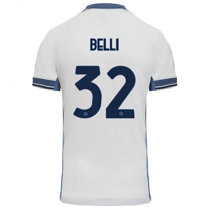 Danxen Heren Elena Belli #32 Wit Grijs Uitshirt Uittenue 2024/25 T-Shirt