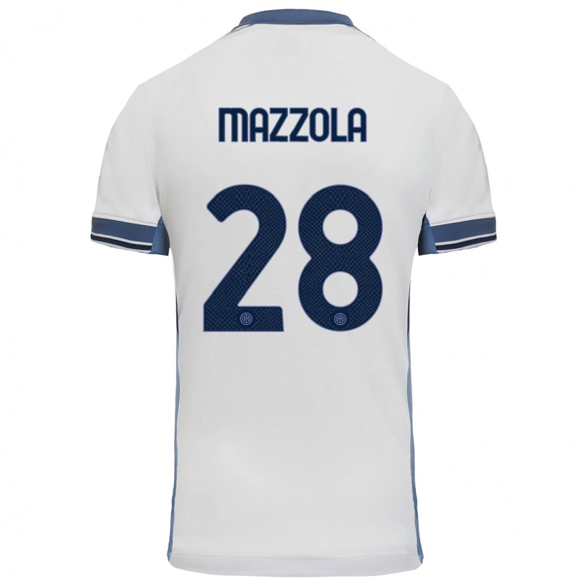 Danxen Heren Giuseppe Mazzola #28 Wit Grijs Uitshirt Uittenue 2024/25 T-Shirt