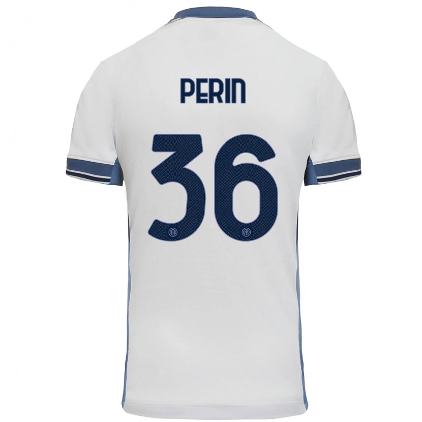 Danxen Heren Nicolo Perin #36 Wit Grijs Uitshirt Uittenue 2024/25 T-Shirt