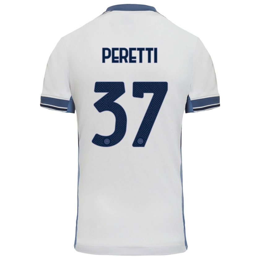 Danxen Heren Lorenzo Peretti #37 Wit Grijs Uitshirt Uittenue 2024/25 T-Shirt