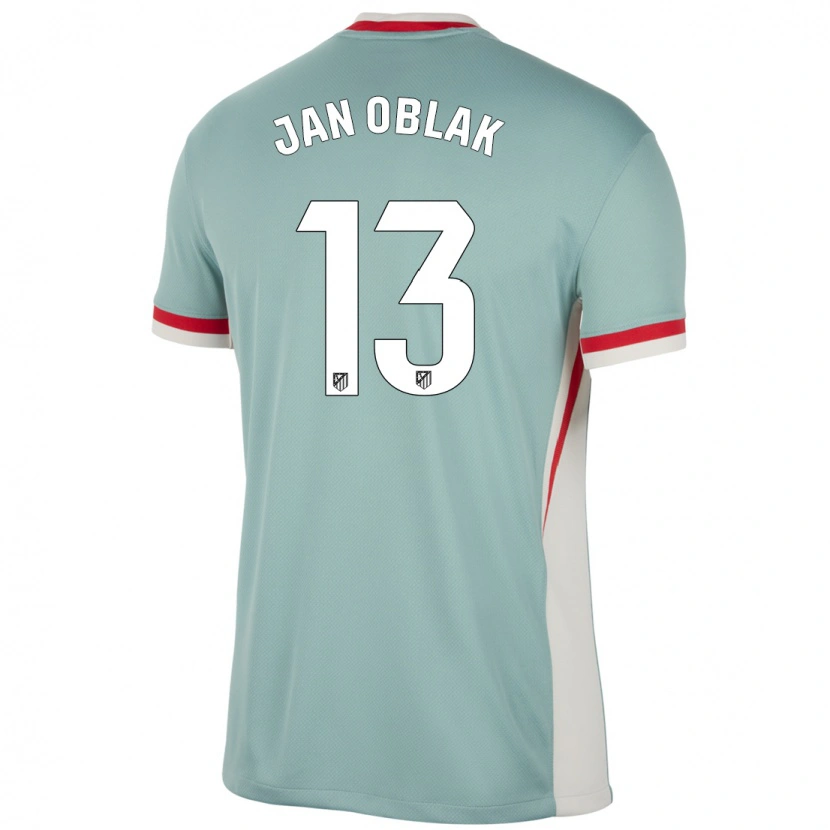 Danxen Heren Jan Oblak #13 Lichtbeige Blauw Uitshirt Uittenue 2024/25 T-Shirt