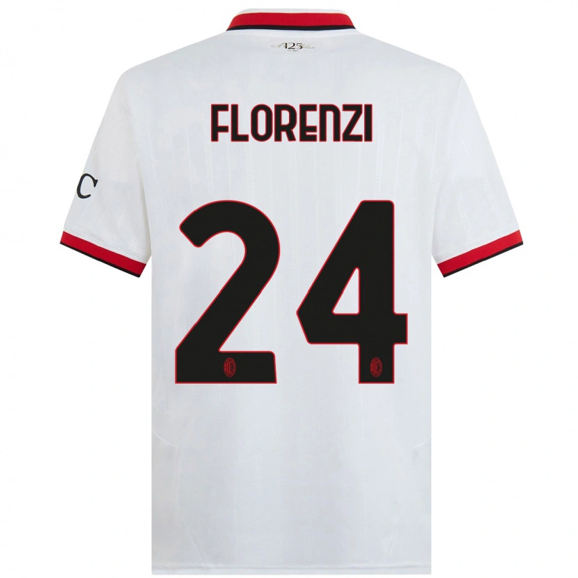 Danxen Heren Alessandro Florenzi #24 Wit Zwart Rood Uitshirt Uittenue 2024/25 T-Shirt