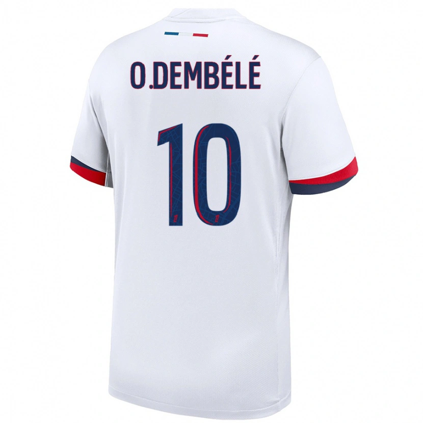 Danxen Heren Ousmane Dembélé #10 Wit Blauw Rood Uitshirt Uittenue 2024/25 T-Shirt