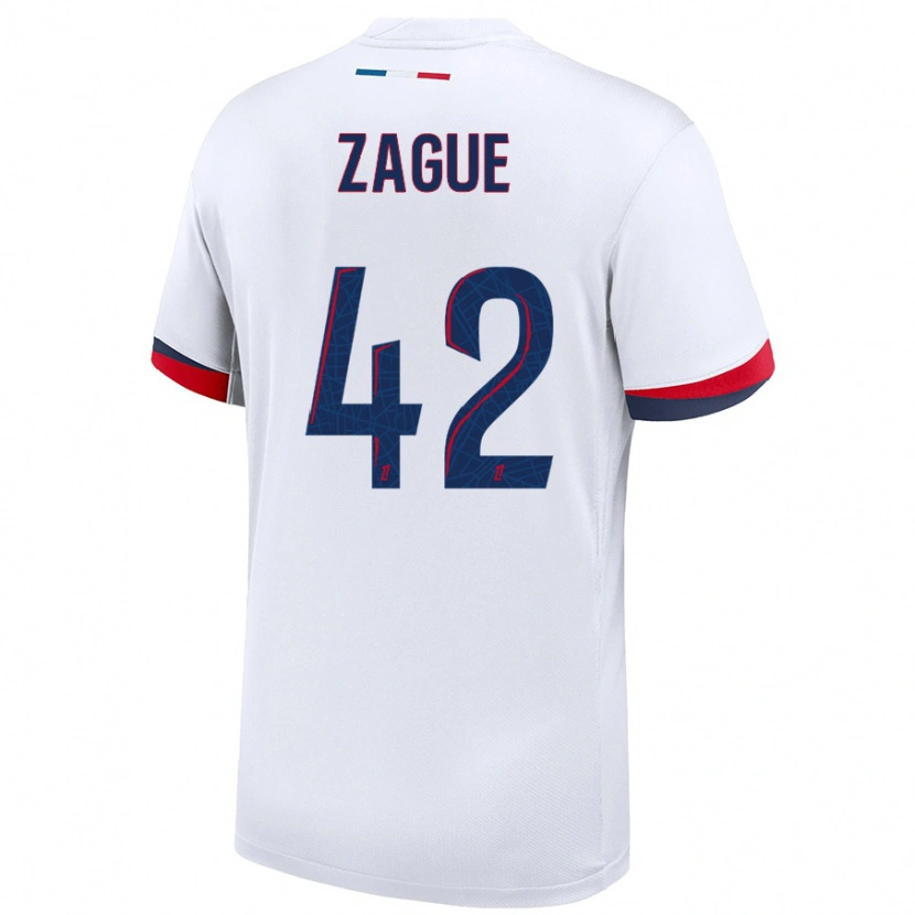 Danxen Heren Yoram Zague #42 Wit Blauw Rood Uitshirt Uittenue 2024/25 T-Shirt