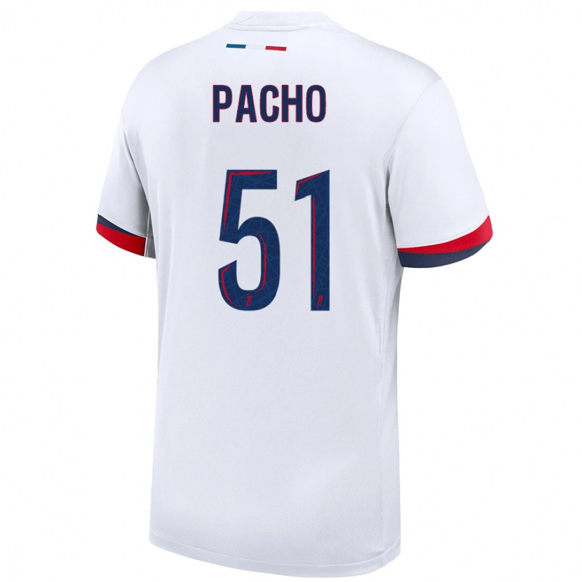 Danxen Heren Willian Pacho #51 Wit Blauw Rood Uitshirt Uittenue 2024/25 T-Shirt