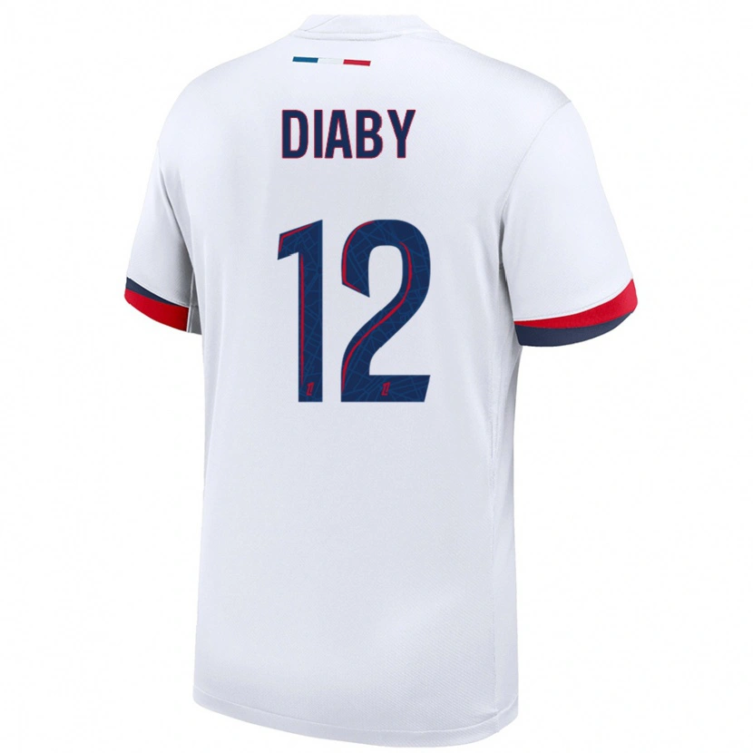 Danxen Heren Ibrahima Diaby #12 Wit Blauw Rood Uitshirt Uittenue 2024/25 T-Shirt