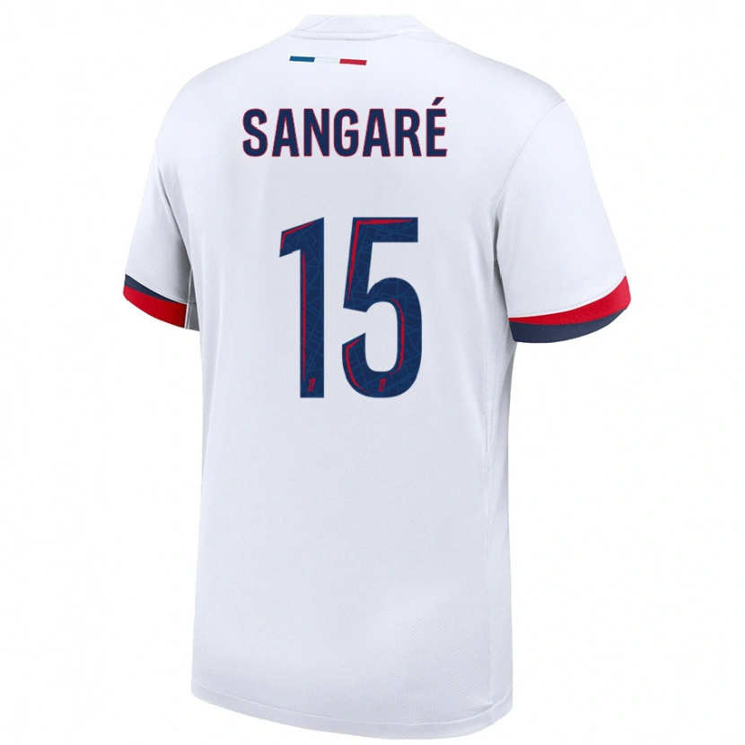 Danxen Heren Mahamadou Sangaré #15 Wit Blauw Rood Uitshirt Uittenue 2024/25 T-Shirt