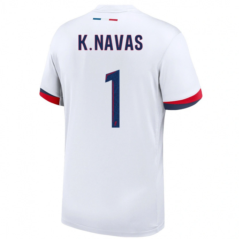 Danxen Heren Keylor Navas #1 Wit Blauw Rood Uitshirt Uittenue 2024/25 T-Shirt