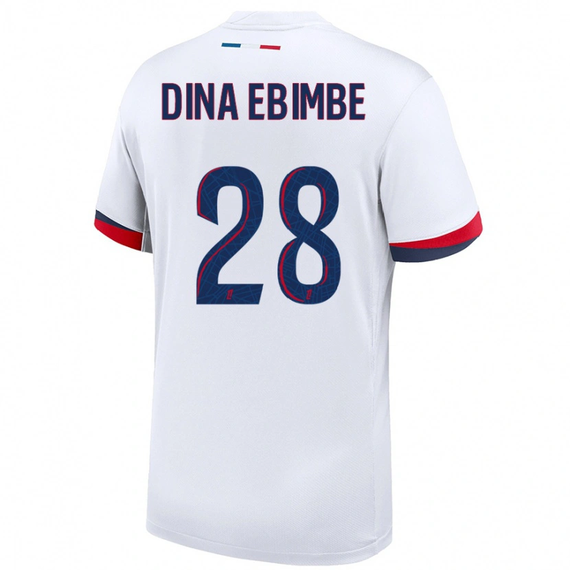 Danxen Heren Eric Junior Dina Ebimbe #28 Wit Blauw Rood Uitshirt Uittenue 2024/25 T-Shirt