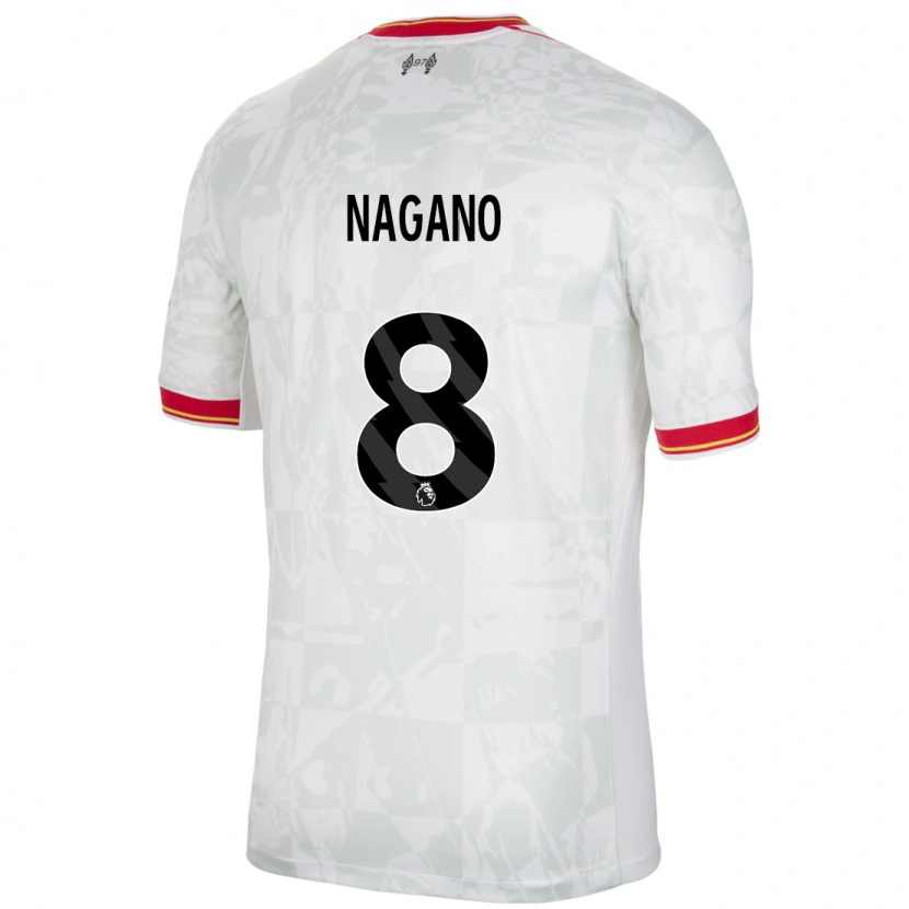 Danxen Heren Fūka Nagano #8 Wit Rood Zwart Thuisshirt Derde Tenue 2024/25 T-Shirt