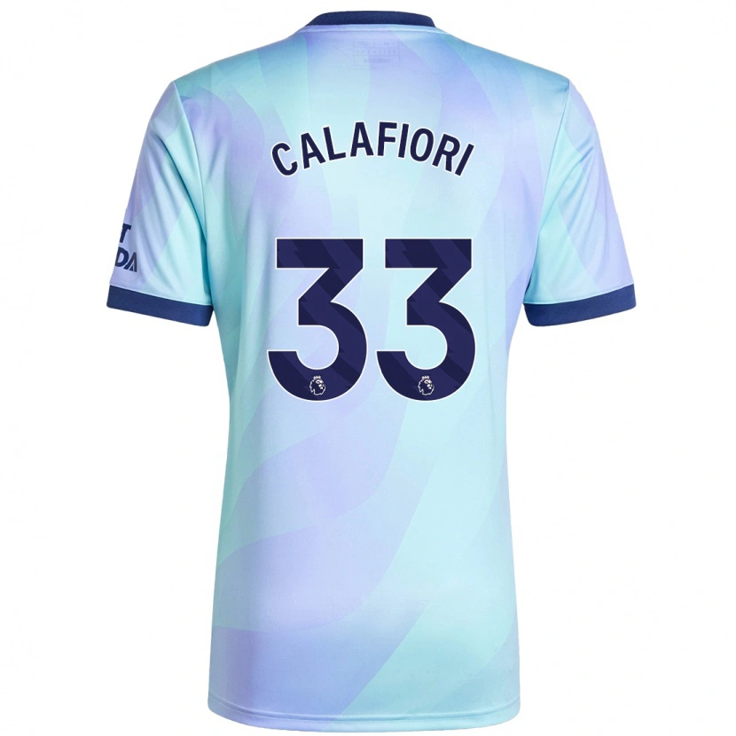 Danxen Heren Riccardo Calafiori #33 Aqua Thuisshirt Derde Tenue 2024/25 T-Shirt