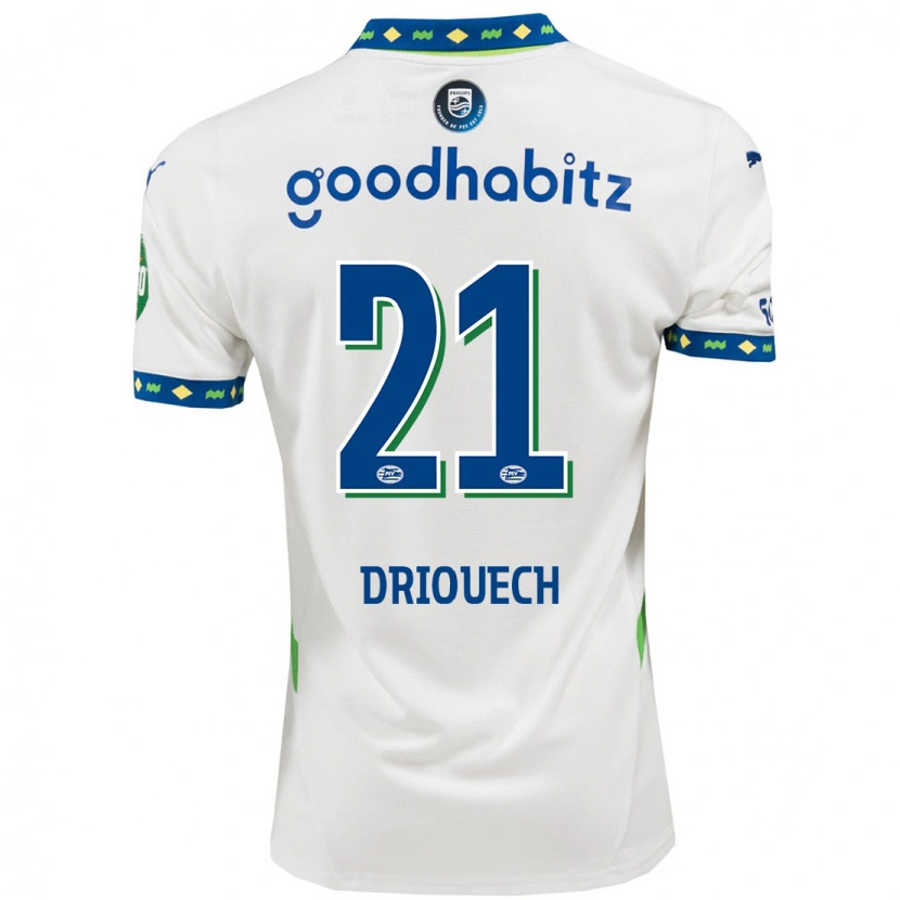 Danxen Heren Couhaib Driouech #21 Wit Donkerblauw Thuisshirt Derde Tenue 2024/25 T-Shirt