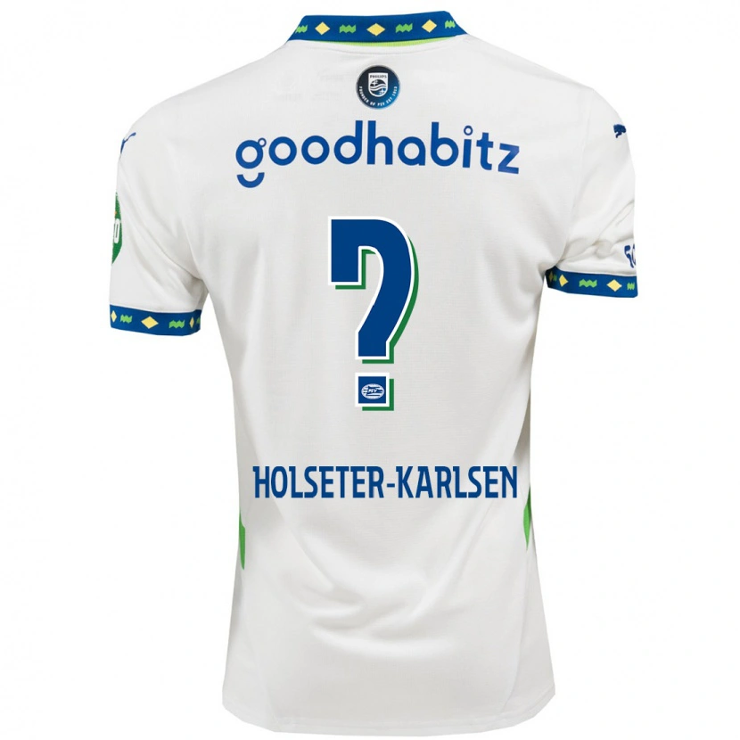 Danxen Heren Philip Holseter-Karlsen #0 Wit Donkerblauw Thuisshirt Derde Tenue 2024/25 T-Shirt