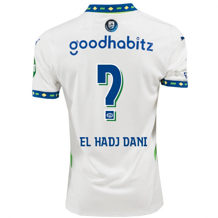 Danxen Heren Soudais El Hadj Dani #0 Wit Donkerblauw Thuisshirt Derde Tenue 2024/25 T-Shirt