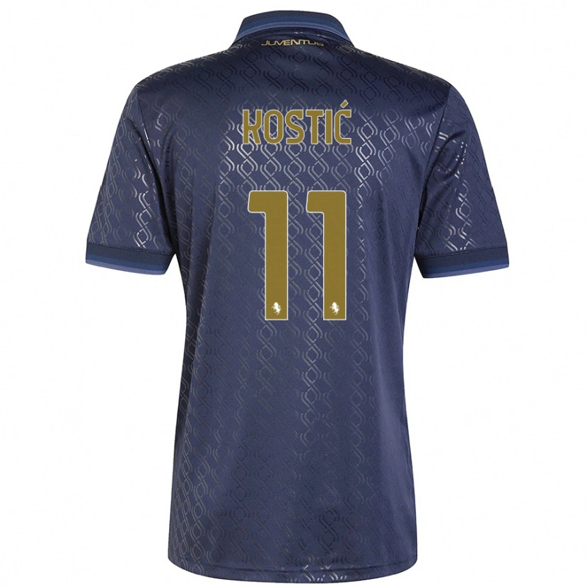 Danxen Heren Filip Kostić #11 Marineblauw Thuisshirt Derde Tenue 2024/25 T-Shirt