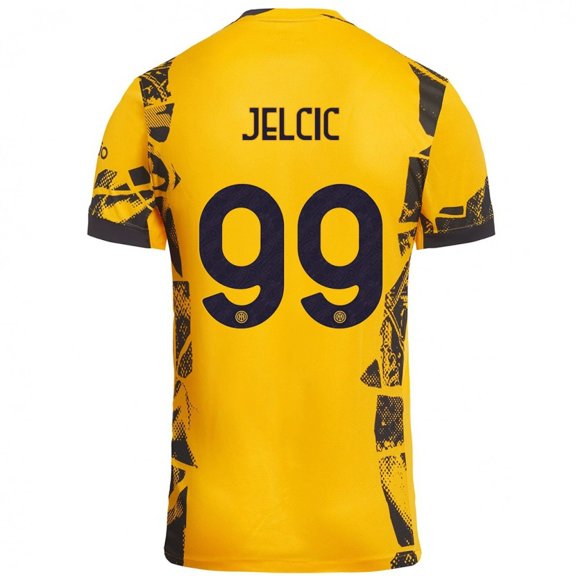 Danxen Heren Maja Jelčić #99 Goud Zwart Thuisshirt Derde Tenue 2024/25 T-Shirt