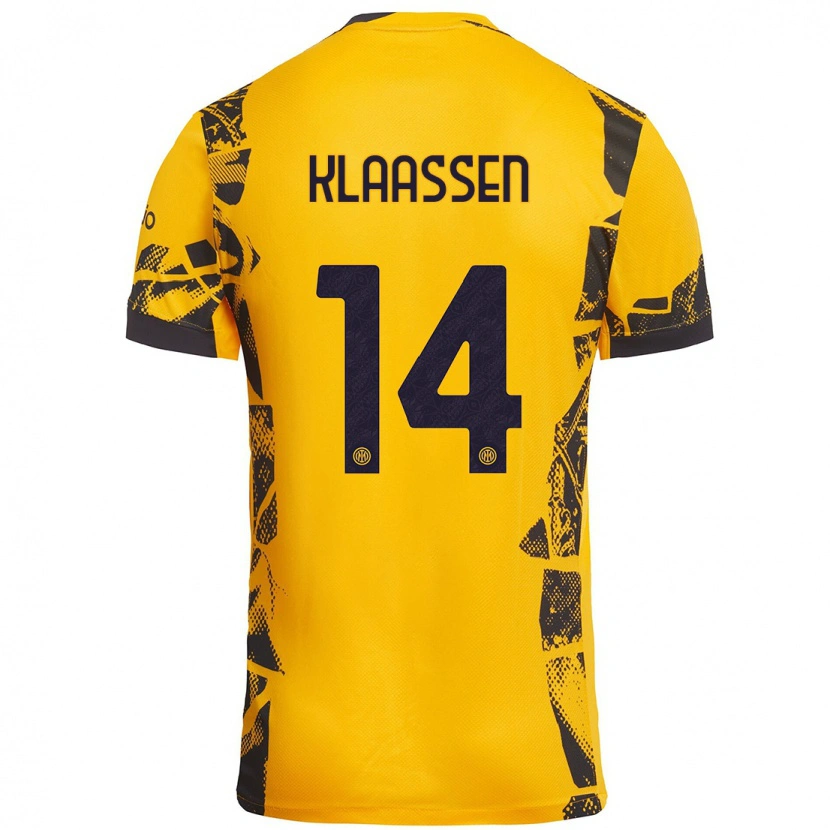 Danxen Heren Davy Klaassen #14 Goud Zwart Thuisshirt Derde Tenue 2024/25 T-Shirt