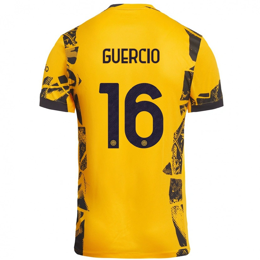 Danxen Heren Tommaso Guercio #16 Goud Zwart Thuisshirt Derde Tenue 2024/25 T-Shirt