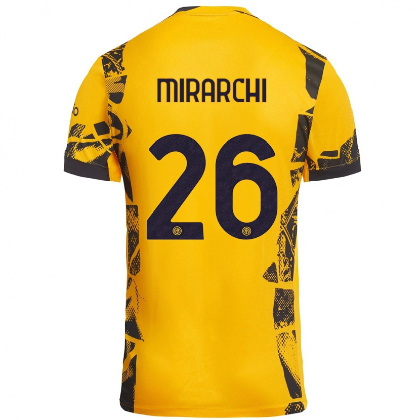 Danxen Heren Mattia Mirarchi #26 Goud Zwart Thuisshirt Derde Tenue 2024/25 T-Shirt